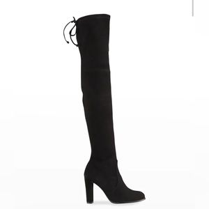 Stuart Weitzman Highland Thigh High Boot, Black Suede Leather, Size 7